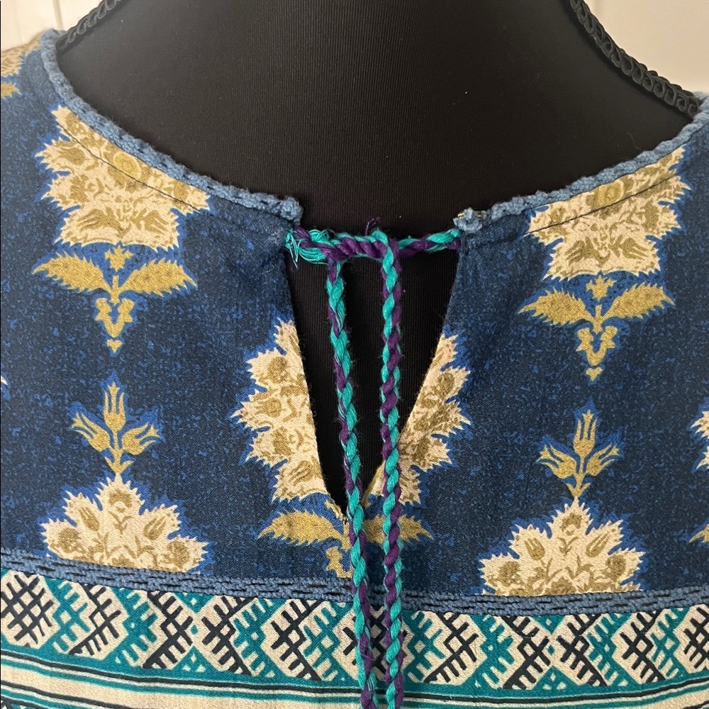 Soft Surroundings Boho Hippie Tassel Gold Patchwork Peasant Tunic Sz M - Picture 16 of 16
